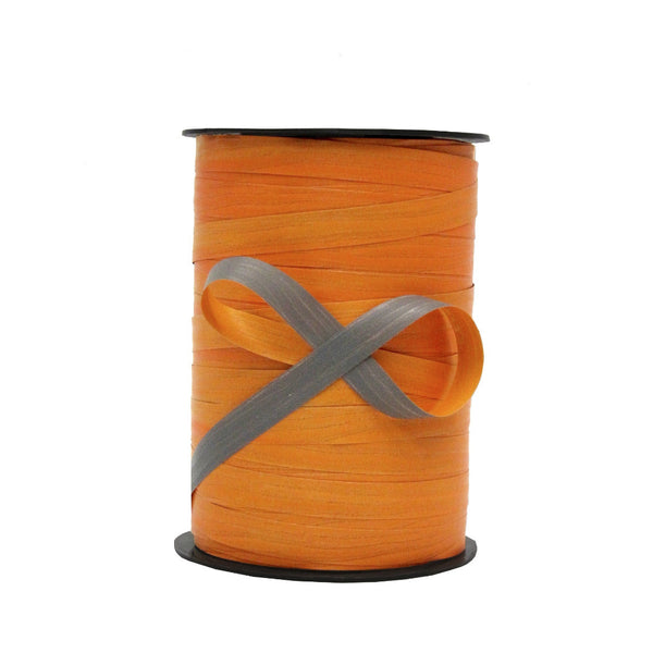 Bobine de bolduc bicolore recto-verso 10 mm x 250 m – orange et gris pour emballages et décorations
