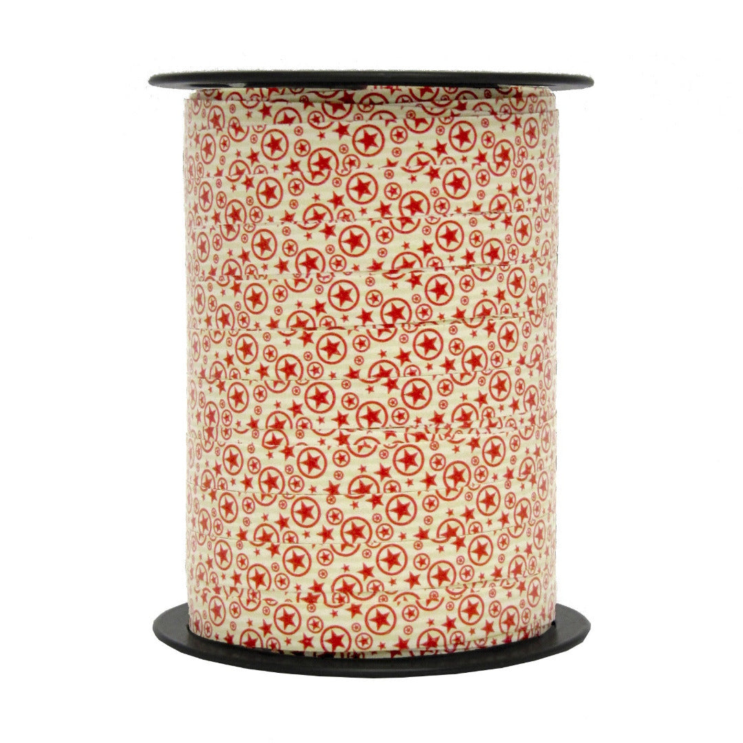Bobine de bolduc imprimé Noël 10 mm x 225 m – ruban décoratif festif pour emballages cadeaux et décorations de fin d’année