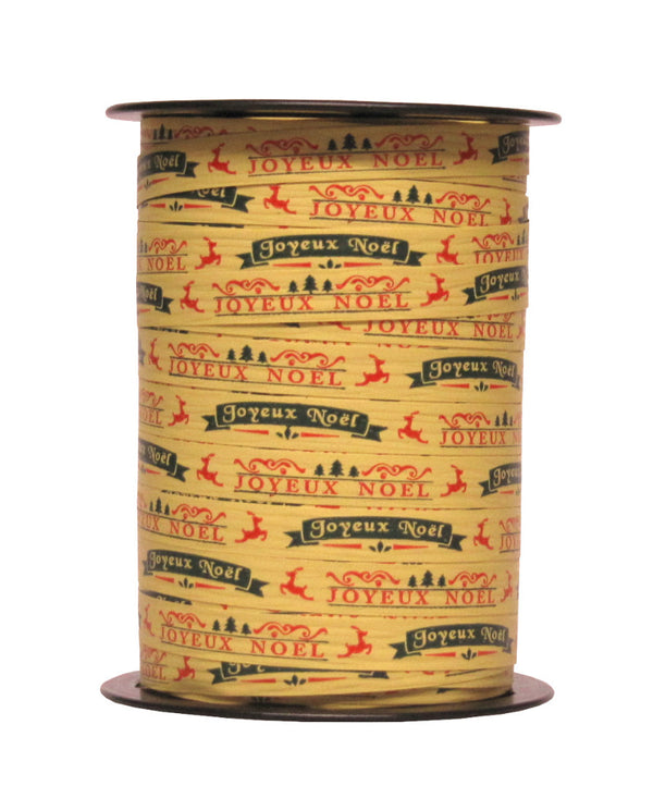 Bobine de bolduc imprimé Noël 10 mm x 225 m – ruban décoratif festif pour emballages cadeaux et décorations de fin d’année