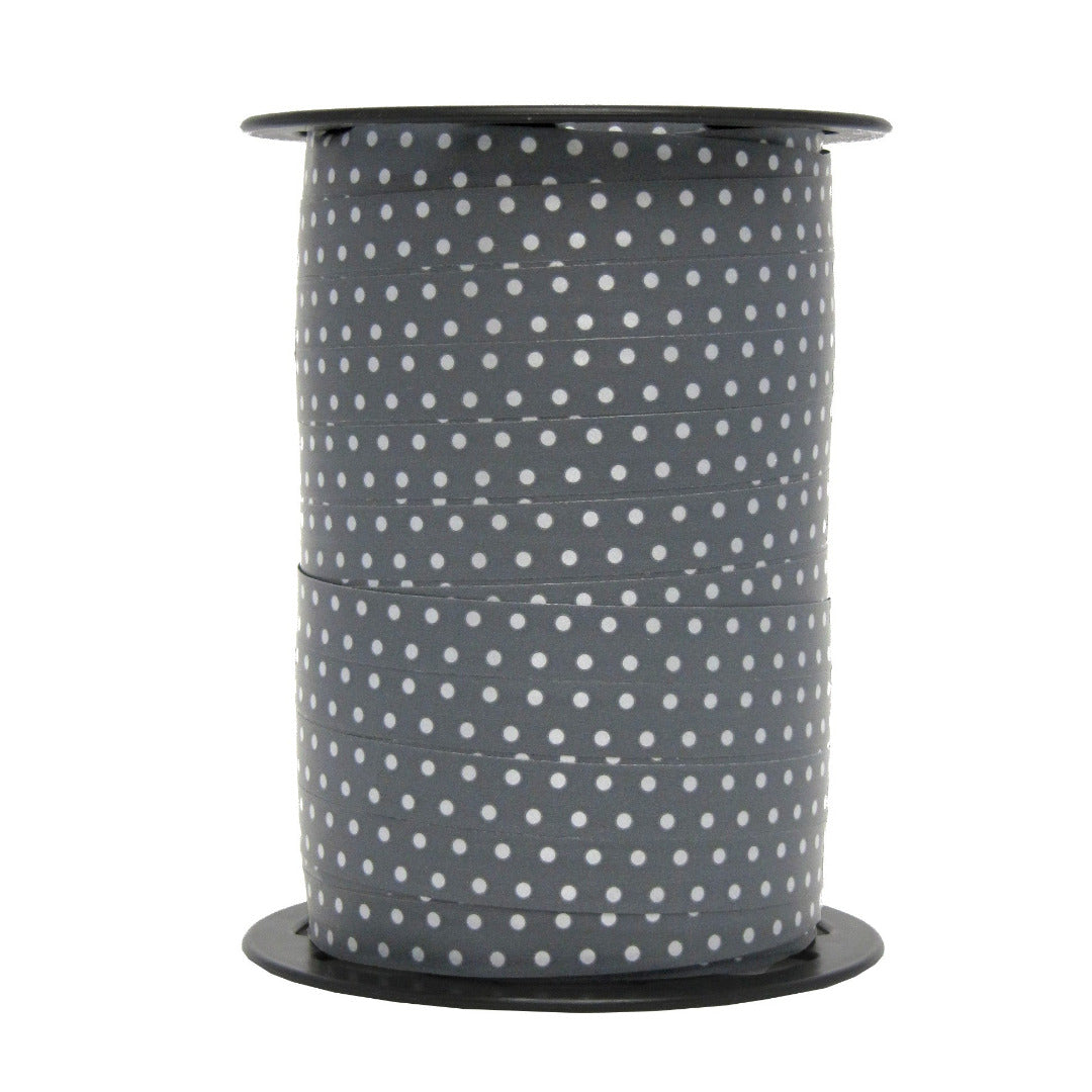 Bobine de bolduc imprimé pois argent et gris 10 mm x 225 m – ruban décoratif multicolore pour emballages cadeaux et décorations festives