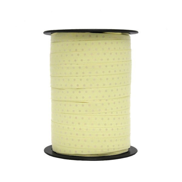Bobine de bolduc imprimé pois jaune clair 10 mm x 225 m – ruban décoratif multicolore pour emballages cadeaux et décorations festives