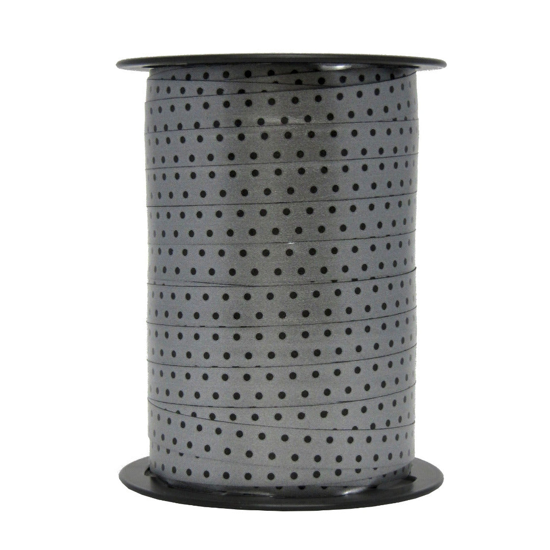 Bobine de bolduc imprimé pois noir et argent 10 mm x 225 m – ruban décoratif multicolore pour emballages cadeaux et décorations festives