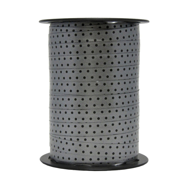 Bobine de bolduc imprimé pois noir et argent 10 mm x 225 m – ruban décoratif multicolore pour emballages cadeaux et décorations festives
