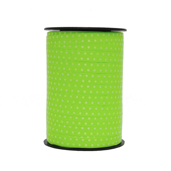 Bobine de bolduc imprimé pois vert 10 mm x 225 m – ruban décoratif multicolore pour emballages cadeaux et décorations festives