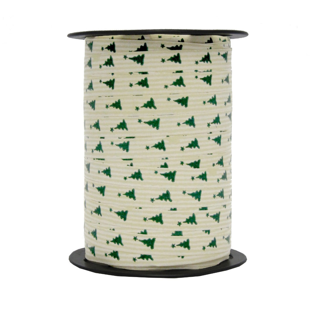 Bobine de bolduc imprimé Noël 10 mm x 225 m – ruban décoratif festif pour emballages cadeaux et décorations de fin d’année