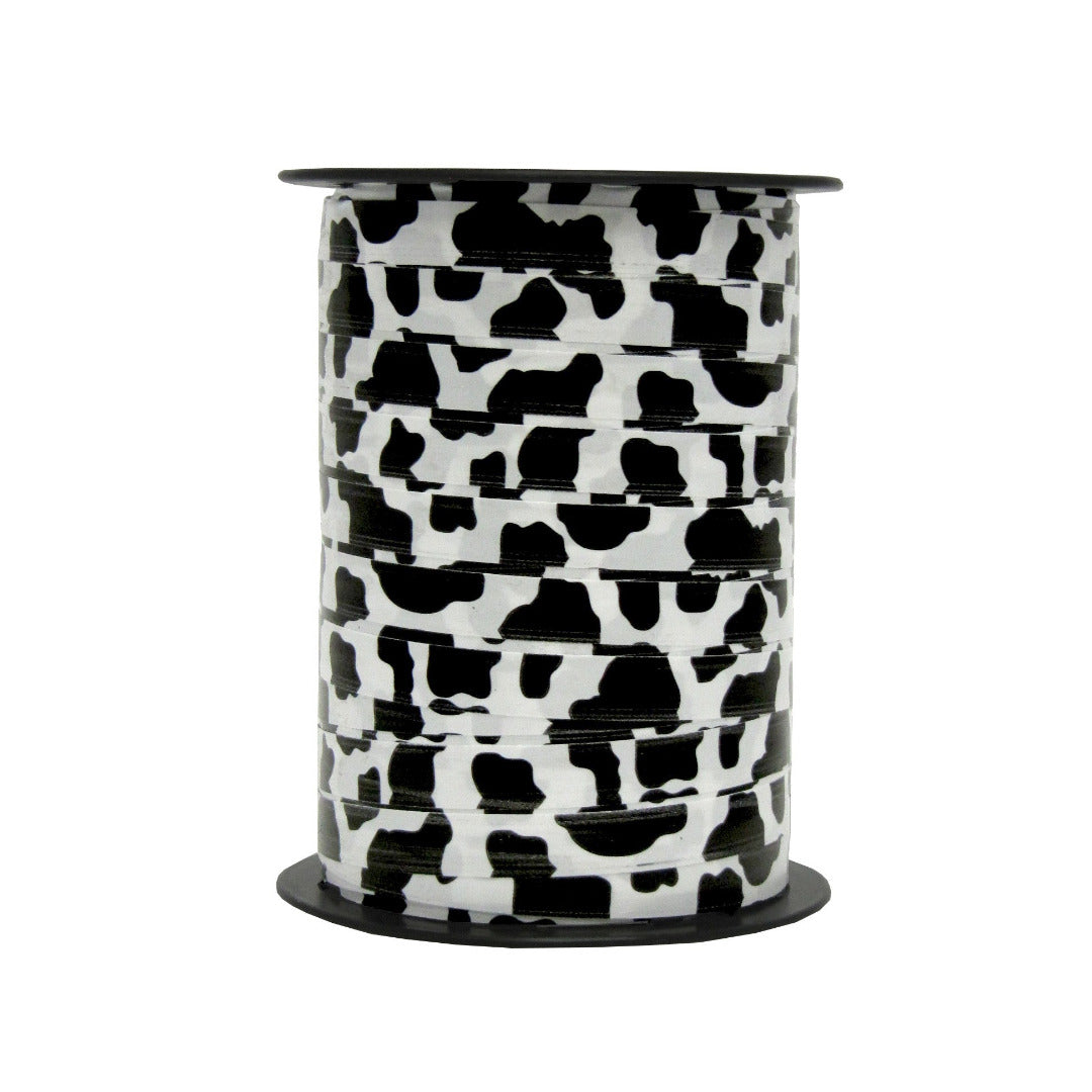 Bobine de bolduc imprimé vache 10 mm x 225 m – ruban décoratif motifs tigre, vache et zèbre pour emballages cadeaux et décorations originales