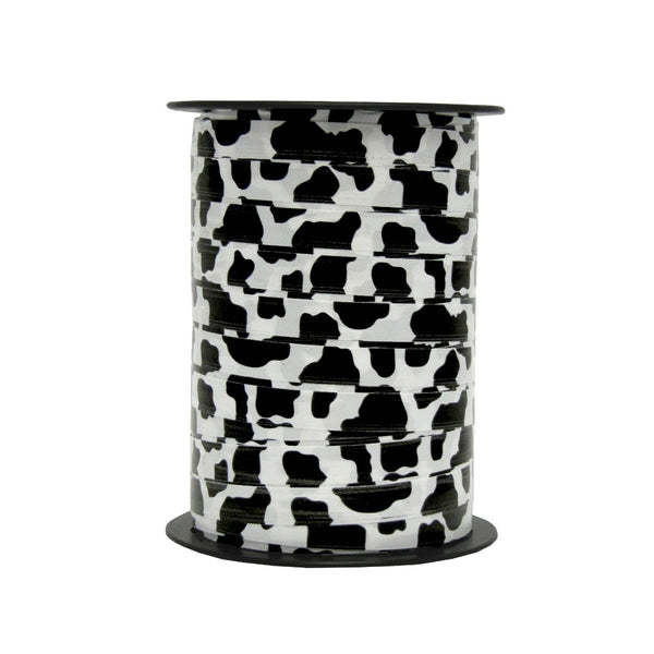 Bobine de bolduc imprimé vache 10 mm x 225 m – ruban décoratif motifs tigre, vache et zèbre pour emballages cadeaux et décorations originales