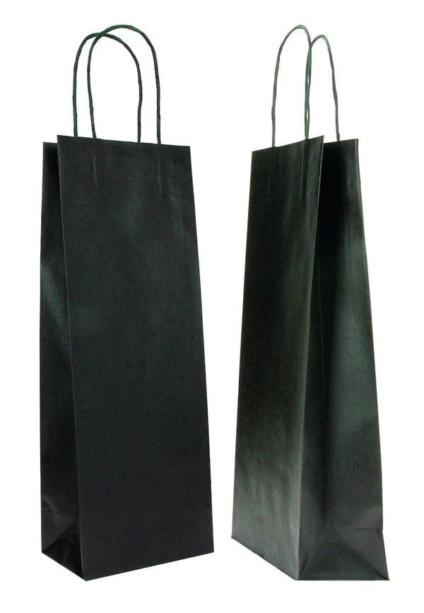 DittaDisplay Retail Solutions Sac bouteille BIOKRAFT en kraft brun lisse ou teinte couleur avec poignées torsadées BIOKRAFT bottle bag in smooth brown or colored kraft with twisted handles BIOKRAFT Flaschentasche aus glattem braunem oder farbigem Kraftpapier mit gedrehten Griffen