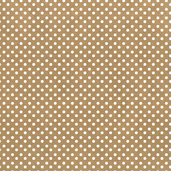 DittaDisplay Rouleau papier motif pois blancs sur kraft brun lisse ou vergé Rolle mit weißem Punktmusterpapier auf glattem braunem oder Bütten-Kraftpapier White polka dot pattern paper roll on smooth brown kraft or laid paper