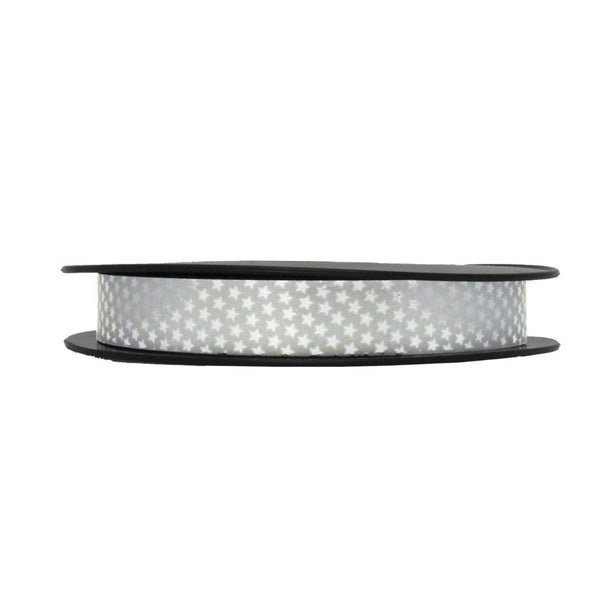 DittaDisplay bobine bolduc ruban fin imprimé étoile argent reel fine ribbon bedruckt mit Silberstern bolduc