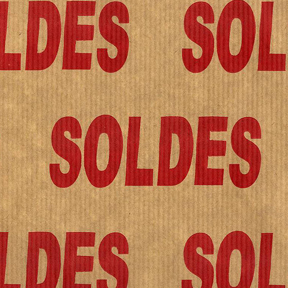 DittaDisplay Rouleau papier kraft brun vergé «soldes» 60gr 0.7x25m Brown laid kraft paper roll "sales" Rolle mit braunem Kraftpapier "Verkauf"