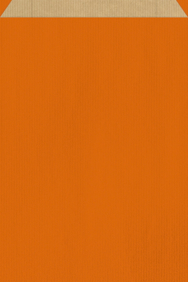 DittaDisplay Retail Solutions - Pochette papier couleur orange sur kraft brun vergé Orange gefärbte Papierhülle auf braunem Kraftpapier Orange colored paper pouch on brown kraft paper