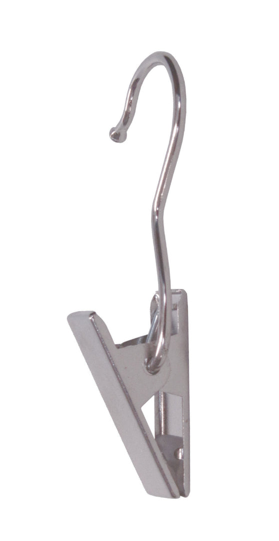 Pince en métal avec crochet cintre 36 mm – compacte, robuste et élégante pour suspendre vêtements et accessoires en magasin