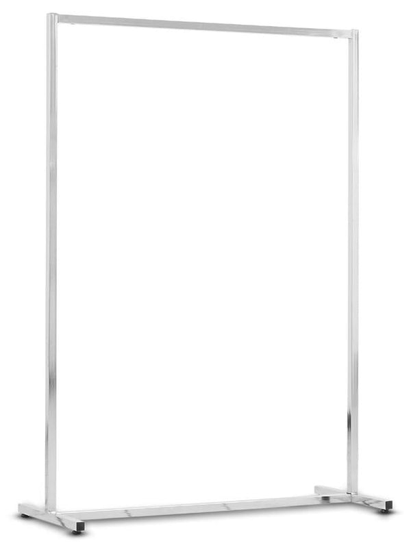 Portant à vêtements en tube carré chromé hauteur fixe – structure métallique robuste disponible en 60 cm ou 100 cm