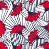 Rouleau de papier cadeau motifs floral rouge, en papier couché 60/90 g recyclable, dimensions 0,7 x 100 m ou 50 m, idéal pour emballages cadeaux professionnels.