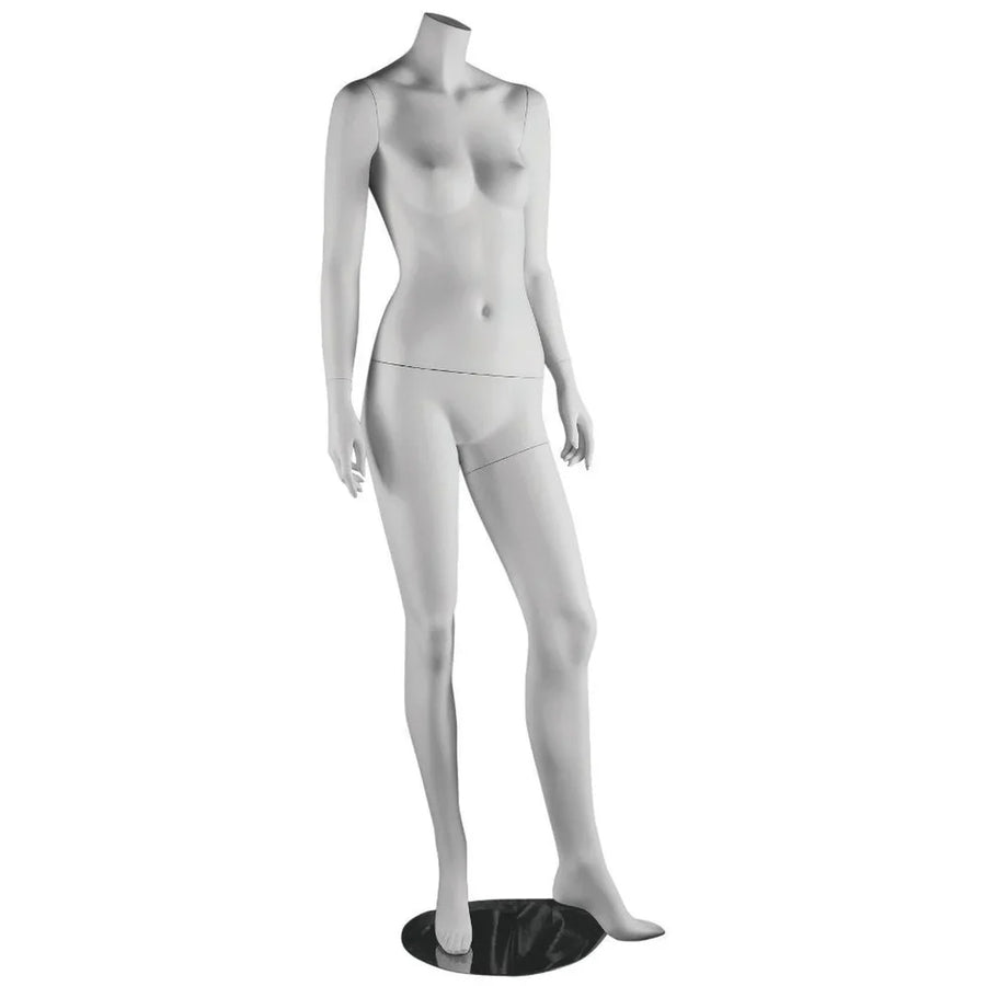 Mannequin sans tête femme modèle Sylvie, finition mat blanche, pour présentation vêtements en magasin