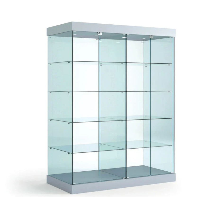 Vitrine armoire en verre 60cm de profondeur avec éclairage LED, étagères et portes verrouillable pour exposition professionnelle.