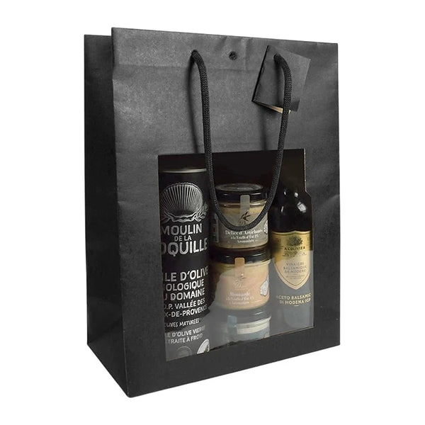Sac kraft avec fenêtre – brun naturel et noir – 6 formats