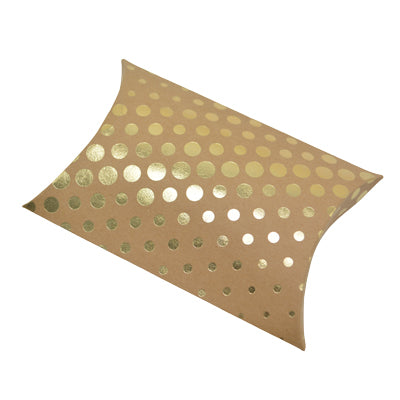 Mini boîte coussin kraft pois or