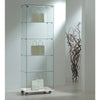 Vitrine d'exposition en verre avec porte verrouillable et socle blanc sur roulette pour boutique