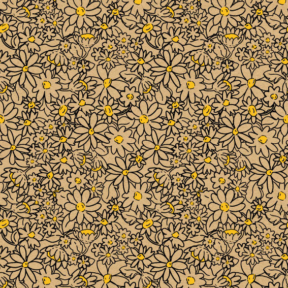 Rouleau de papier motifs varié sur kraft brun - 50m
