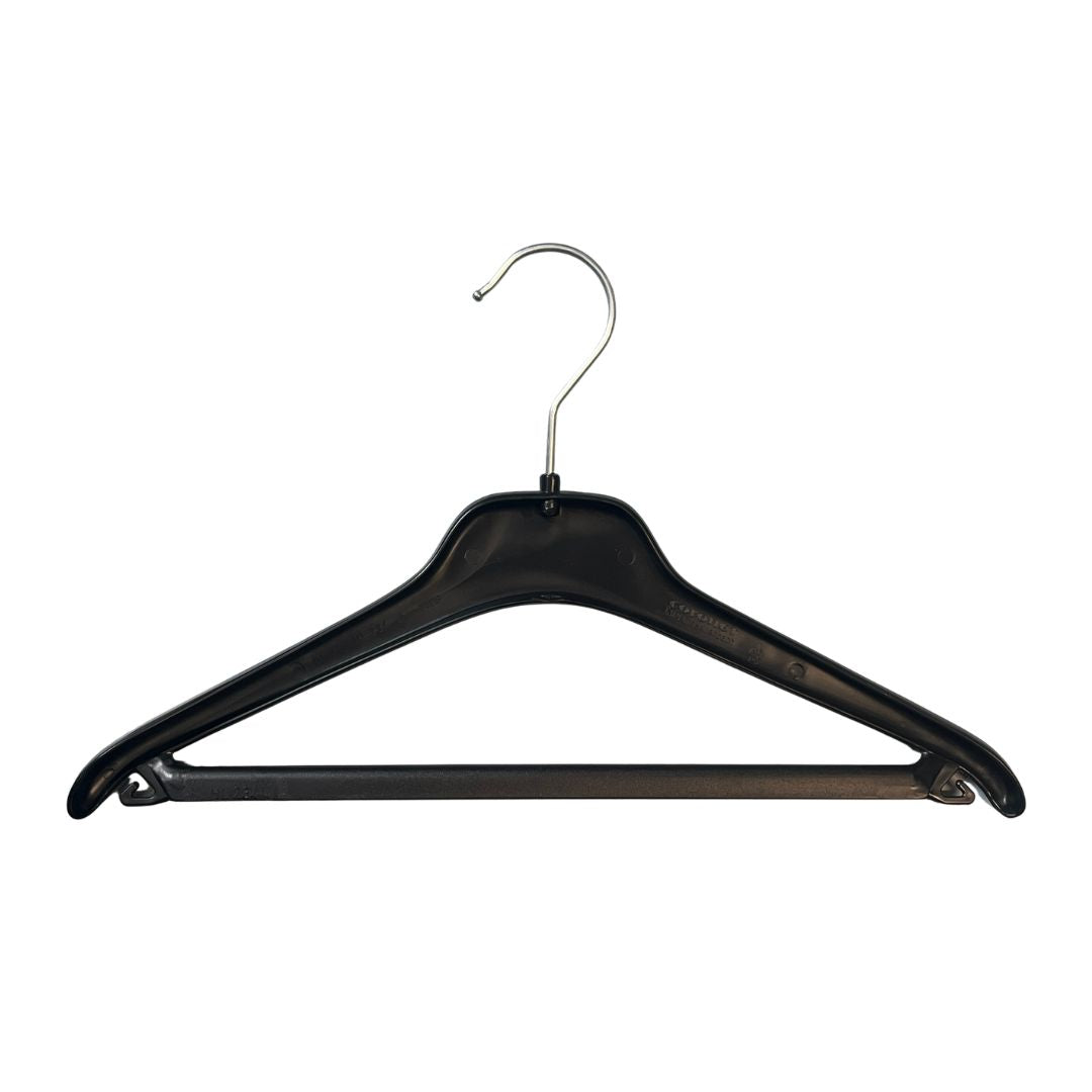 Cintre noir 34 cm en plastique pour vêtements enfants et petites tailles en boutique