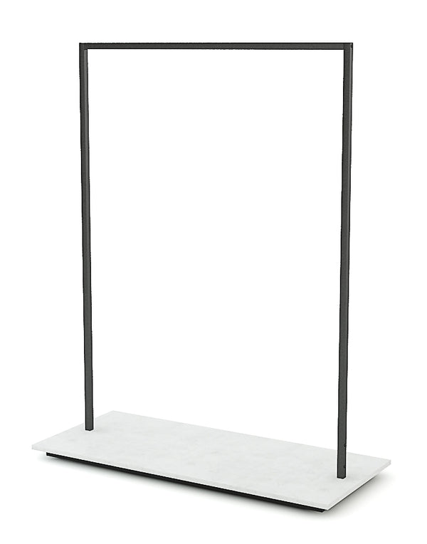 Portant métal brut avec socle blanc mat - 2 hauteurs