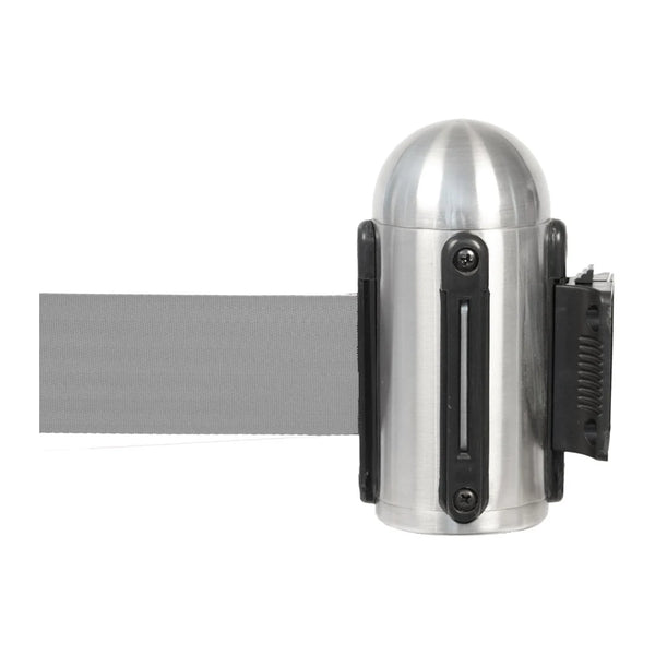 Accroche murale à corde rétractable grise 210 cm en acier inoxydable pour guidage file d'attente magasin