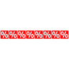 Adhésif % blanc sur rouge orientation verticale 13x99 cm pour signalétique soldes boutique