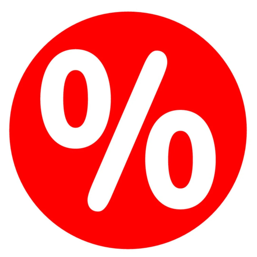 Adhésif signalisation promotions magasin Ø 32 cm, blanc sur rouge