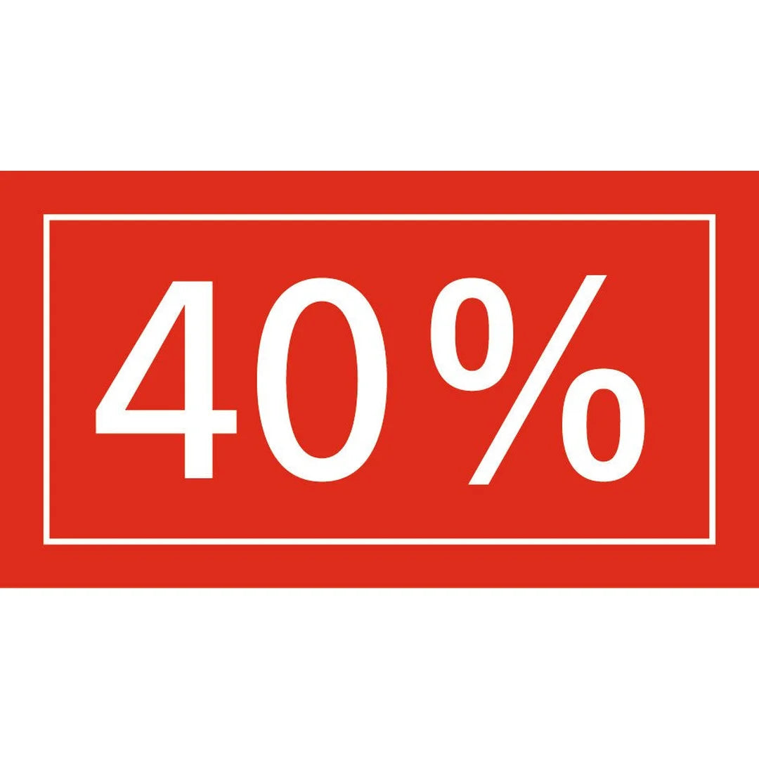 Détail adhésif soldes translucide rouge-rubis, lisibilité inscription blanche 20% 30% 40% 50%