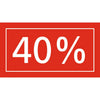 Détail adhésif soldes translucide rouge-rubis, lisibilité inscription blanche 20% 30% 40% 50%