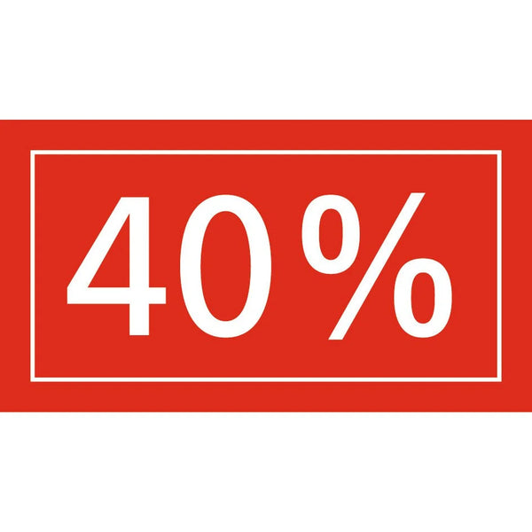 Détail adhésif soldes translucide rouge-rubis, lisibilité inscription blanche 20% 30% 40% 50%