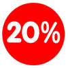 Adhésif vitrine promotionnel Ø 32 cm avec pourcentage, fond rouge