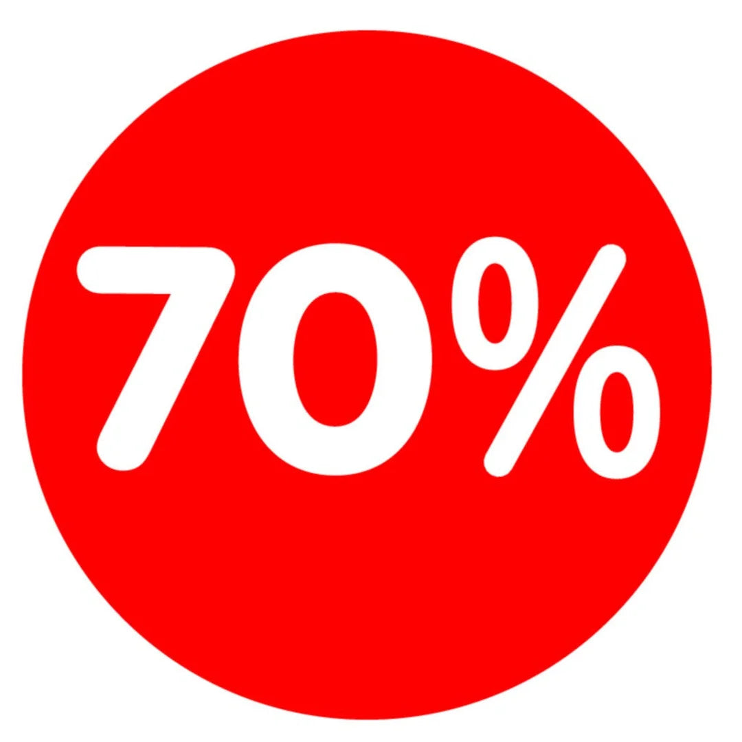 Adhésif vitrine soldes 60%, 70% ou 80% fond rouge, commerce de détail