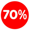 Adhésif vitrine soldes 60%, 70% ou 80% fond rouge, commerce de détail