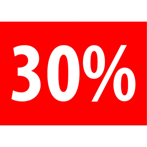 Affiche carton A4 rigide rouge impression 30 % signalétique soldes commerce