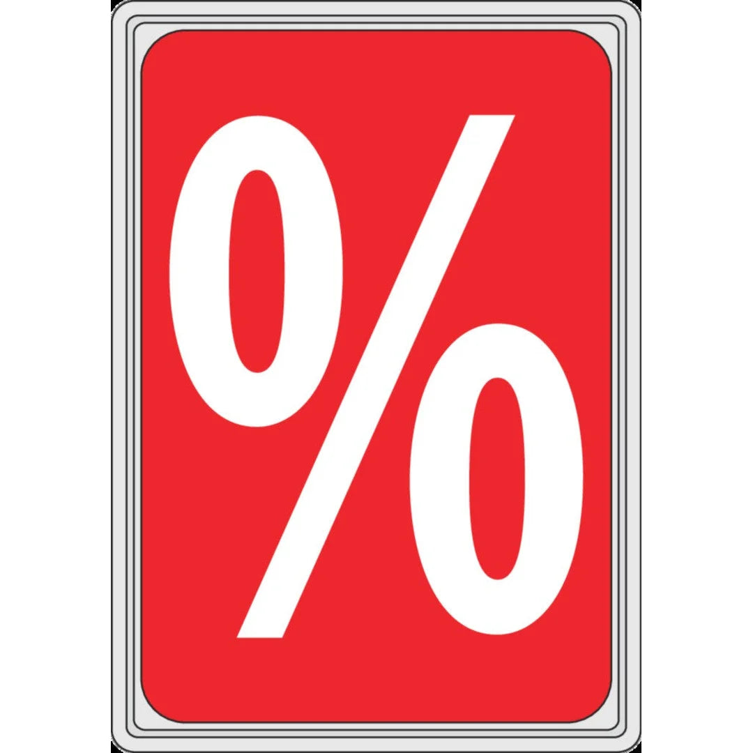 Affiche carton A4 rigide rouge impression % générique pour soldes en point de vente
