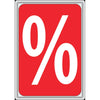 Affiche carton A4 rigide rouge impression % générique pour soldes en point de vente