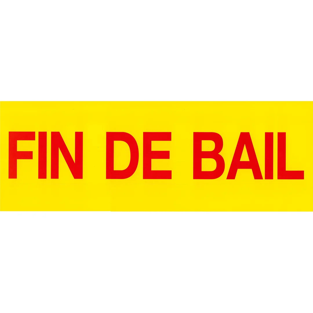 Affiche Fin de bail rouge sur jaune 23×65 cm – affichage promotionnel vitrine magasin
