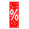 Affiche papier % soldes blanc sur fond rouge, grand format pour magasin