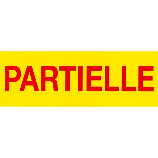 Affiche Partielle rouge sur jaune 23×65 cm – à combiner pour signalétique de liquidation
