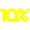 Affiche -10% découpée en carton fluo jaune pour signalétique soldes en magasin, 50x23 cm