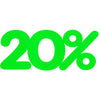 Affiche -20% découpée en carton fluo vert pour promotion en boutique, 50x23 cm