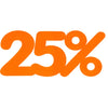 Affiche -25% découpée en carton fluo orange pour soldes en magasin, 50x23 cm
