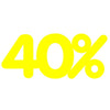 Affiche -40% découpée en carton fluo jaune pour soldes et liquidations en boutique, 50x23 cm