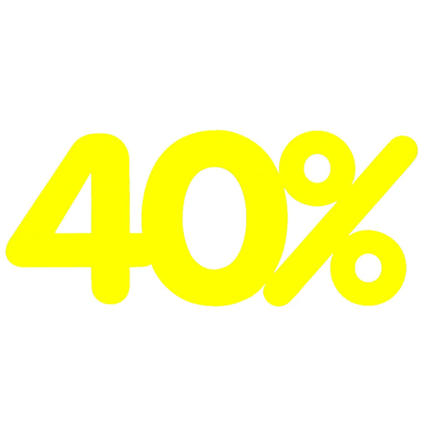 Affiche -40% découpée en carton fluo jaune pour soldes et liquidations en boutique, 50x23 cm