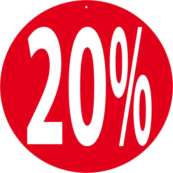 Affiche ronde Rotair Ø 30 cm - 20% double face pour promotions et soldes – signalétique magasin