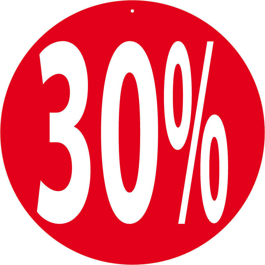Affiche ronde Rotair Ø 30 cm - 30% double face pour promotions et soldes – signalétique magasin
