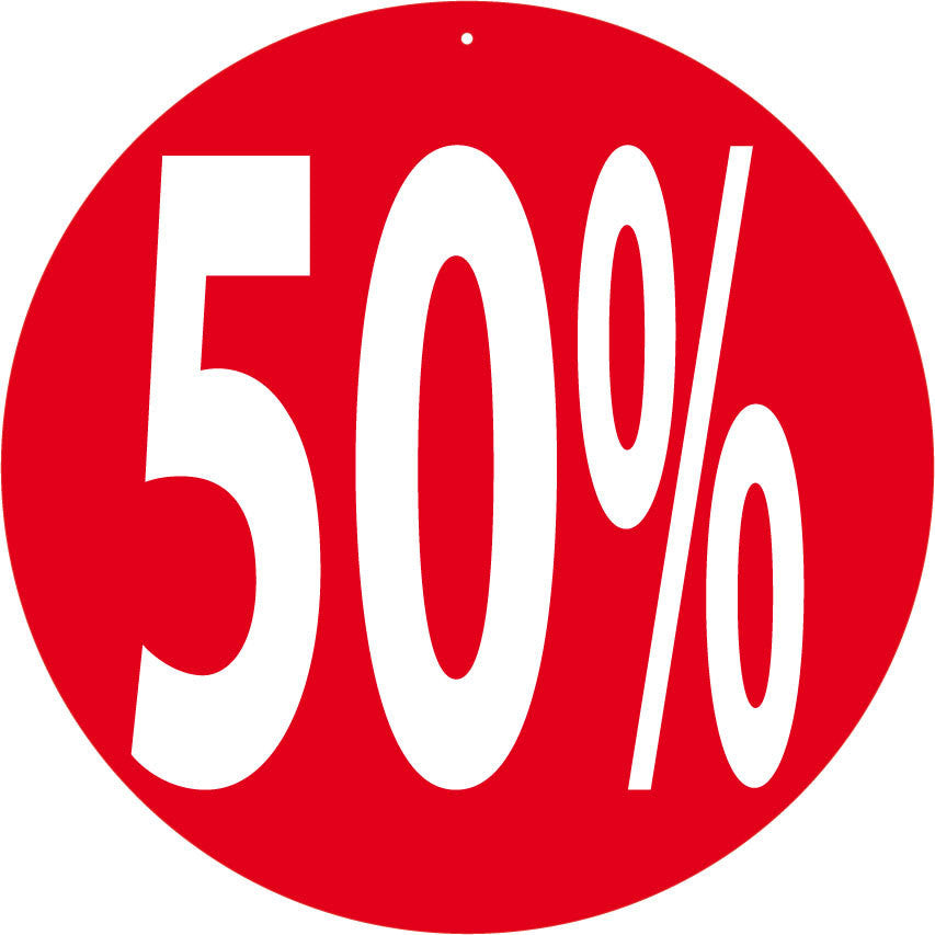 Affiche ronde Rotair Ø 30 cm - 50% double face pour promotions et soldes – signalétique magasin